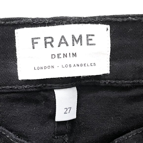 Frame Le Skinny de Jeanne Raw Stagger Jeans in Black Size 27 - Picture 11 of 12